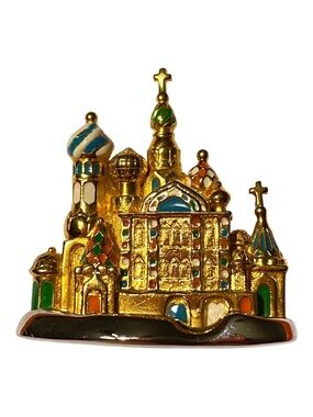 VINTAGE JOAN RIVERS BROOCH PIN RUSSIAN CATHEDRAL CHURCH DOME SIGNED